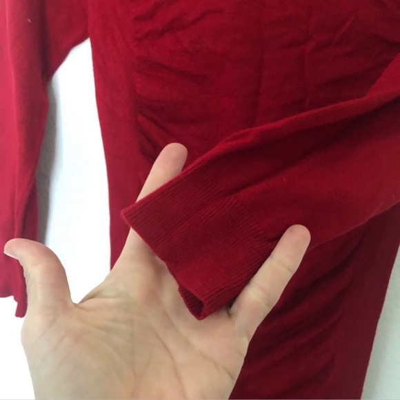 Guess Rouched Long Sleeve Dress in Red Size Small - Picture 7 of 7